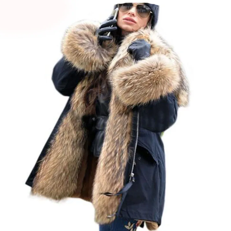 Waterproof Long Parka Hooded  Winter Warm Coat Real Fur Jacket Natural Fox Fur Collar  Parkas Luxury Women's Jacket Female Cloth