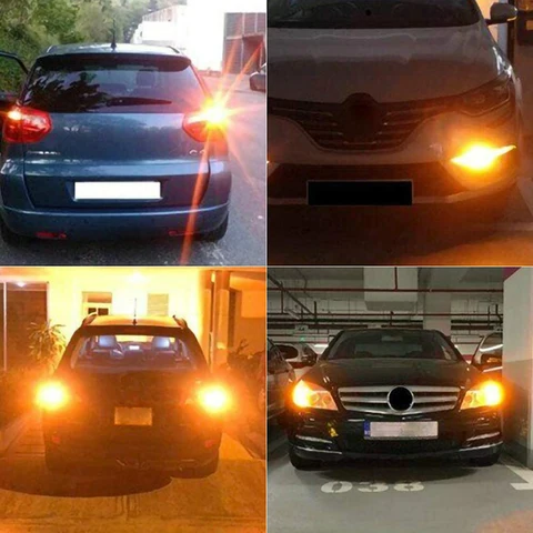 2/4 шт. CANBUS 1156 BA15S BAU15S 7443 W21W Светодиодная лампа для автомобиля Задний тормозной указатель поворота 12 В 15 Вт 144SMD Белый Желтый Красный