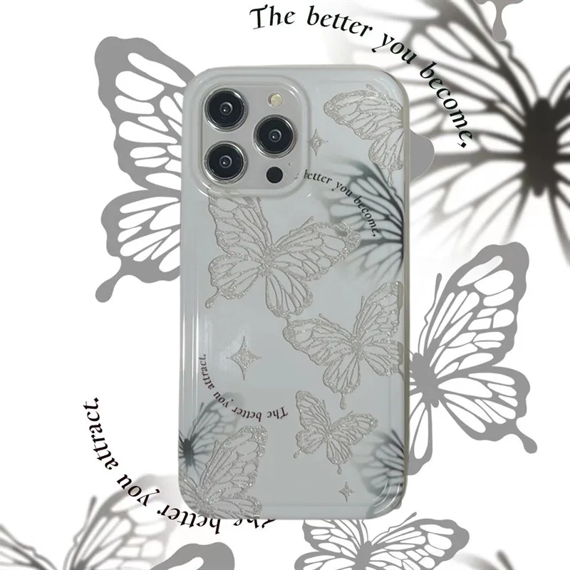 Блестящая бабочка для iphone 11 12promax 13pro с защитой от падения