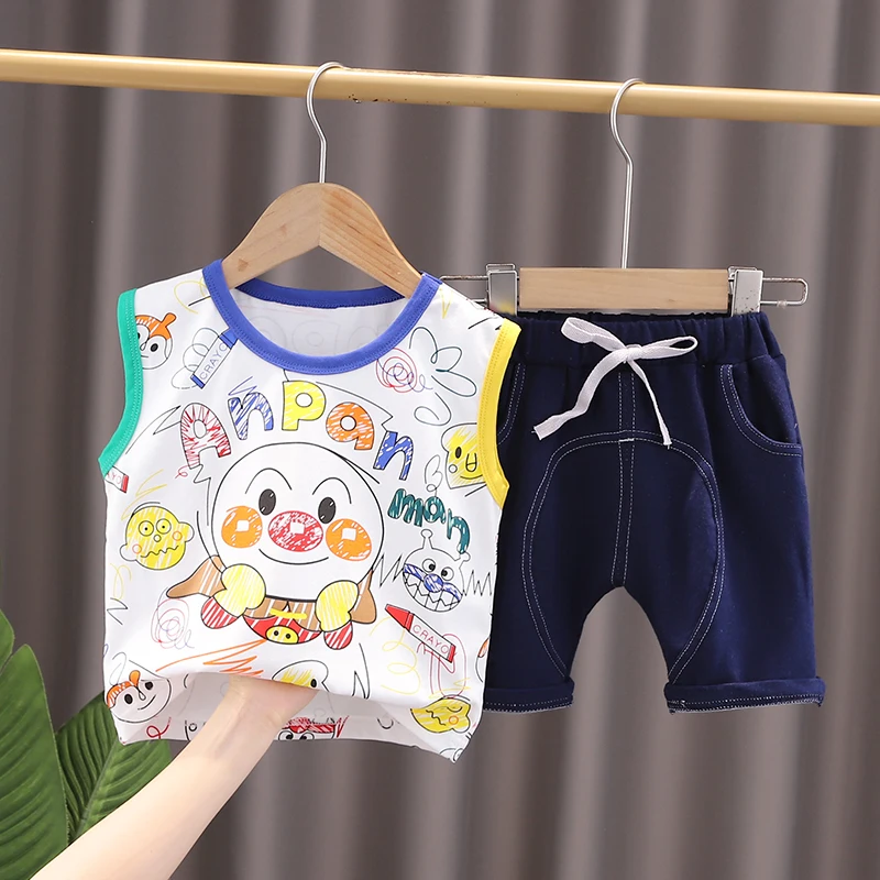 

2022 Summer Baby Boy Girl Clothes Infant Cartoon Cotton Vest Shorts 2pcs/sets Kids Fashion Garment Children Casual Sport Suit