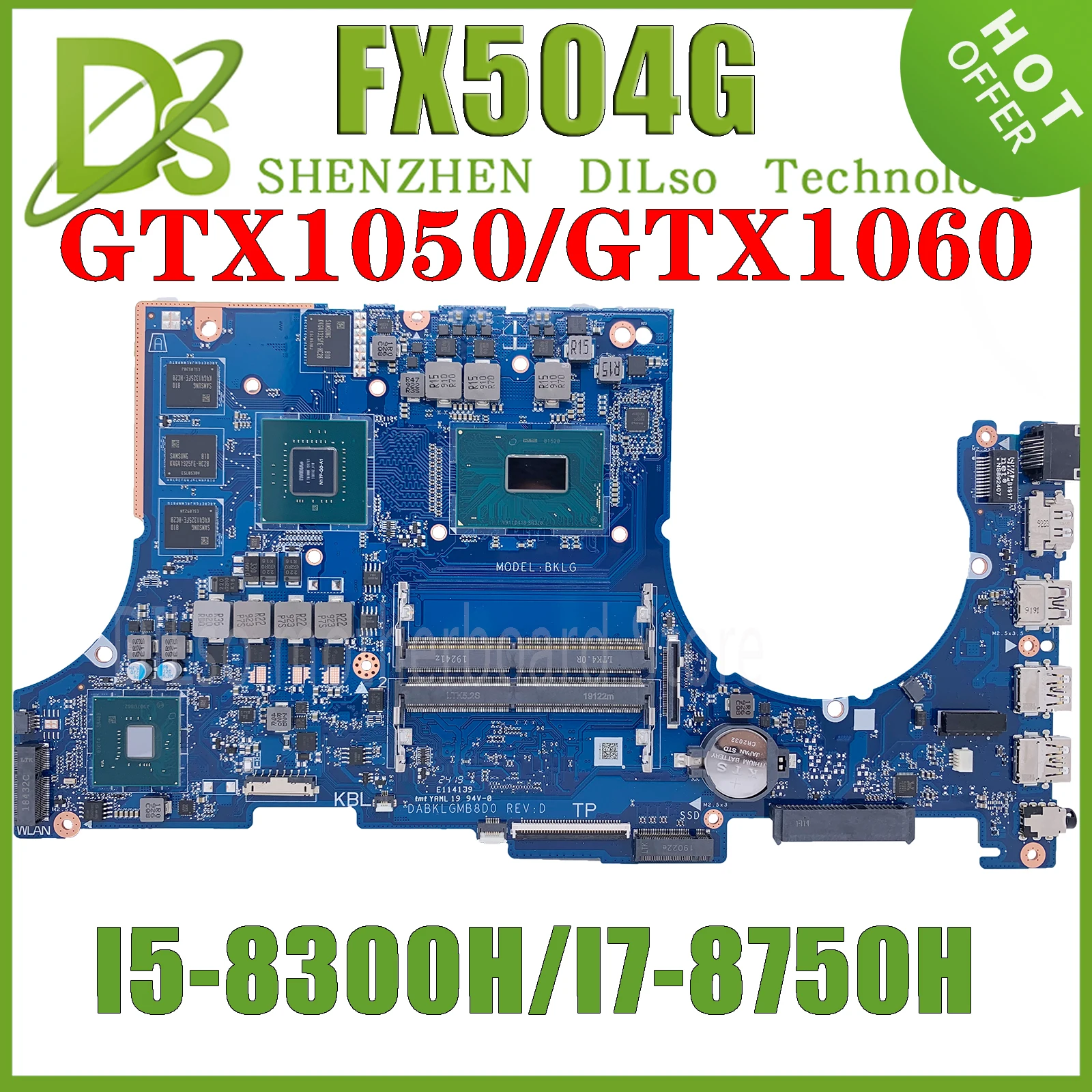 

FX504GE Motherboard For ASUS TUF Gaming FX504G FX80G ZX80G FX504GM FX504GD Mainboard With I5-8300H I7-8750H GTX1050 GTX1060 100%