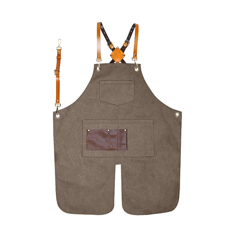 

Модный холщовый кухонный фартук, регулируемый плечевой ремень с карманами, слюнявчик для приготовления пищи для женщин и мужчин, рабочие фартуки для шеф-повара, гриль N1HF