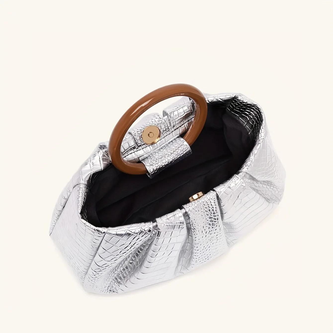 Folded Cloud 2025 New Dinner Bag Resin Large Ring Handbag Fashion Temperament Women's Ladies Hand Bags Woman Ceremony Summer