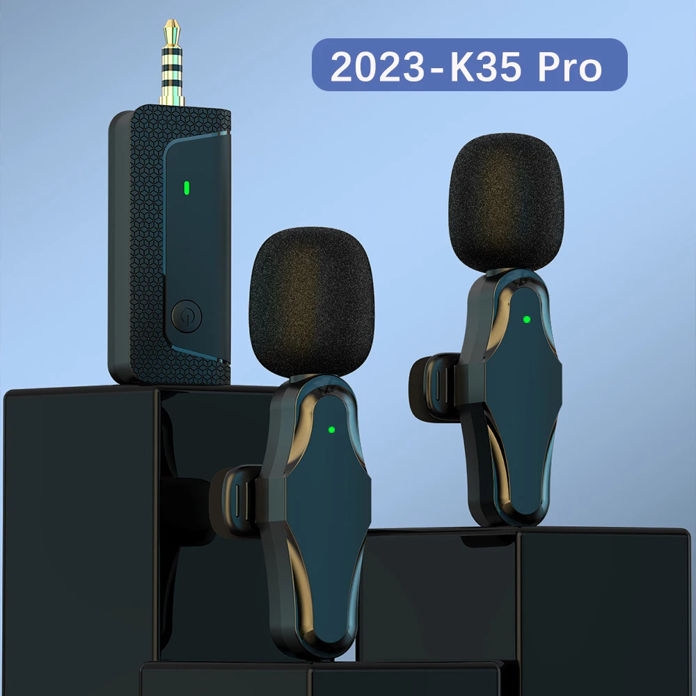 

Беспроводной петличный микрофон K35 Pro, микрофон с шумоподавлением 2023 мм, микрофон AUX для мегафонов, динамиков, камер, компьютеров, новинка 3,5