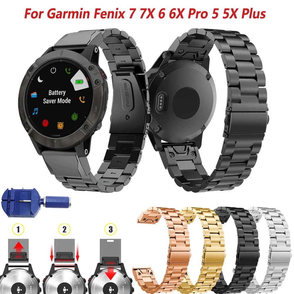 

Stainless Steel 20 22 26mm Smartwatch Band Bracelet For Garmin Fenix 7S 7 7X 6S 6 6X Pro 5S 5 5XPlus 3HR/Epix/935 Quickfit Strap