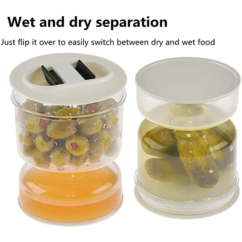 Wet and Dry Separation Pickle Jar Pickle Jar Pickle Flip Jar Pickle Container with Strainer Hourglass Pickle Jar Kitchen Tool