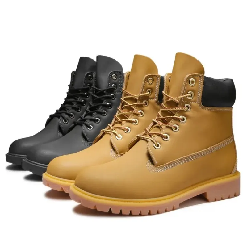 

DAFENP Hot Sale Non-slip Wear-resistant High-Top Men'S Boots Waterproof Hiking Shoe plus cotton Real cowhide tooling boots 38-46