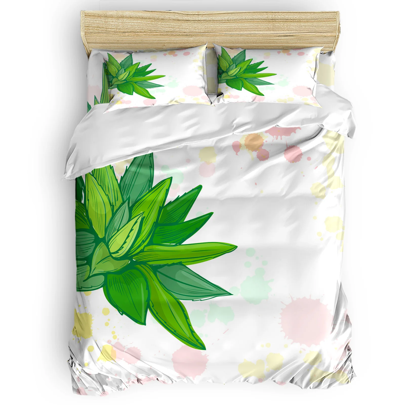 

Green Leaf Graffiti Spots Comfortable Household Goods Bedroom Bed Luxury Duvet Cover 2/3/4 Pieces