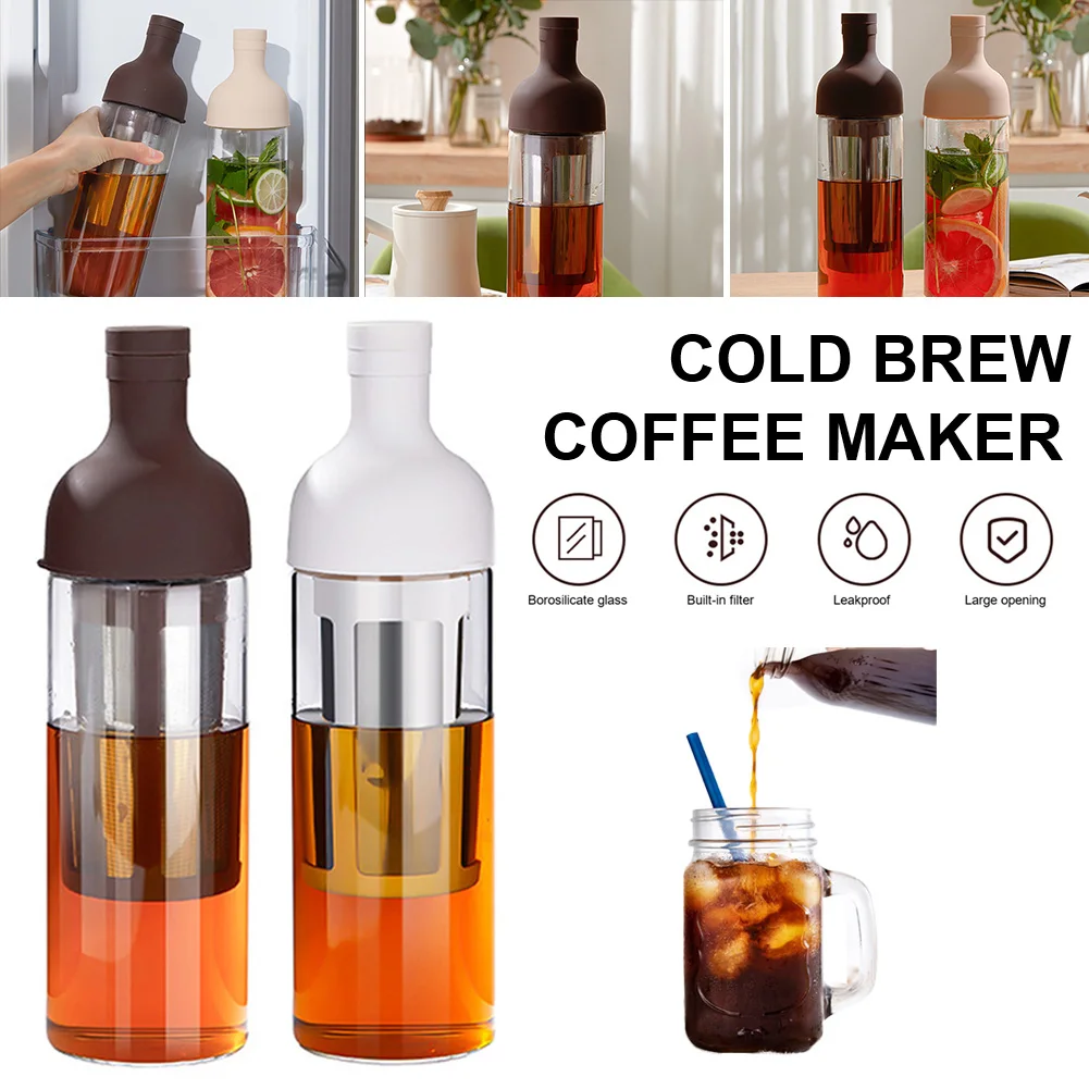 

1000ml Cold Brew Coffee Glass Bottle Pot Iced Coffee Filter Maker Cold Extraction Mixing Ground Cafe Tea Lemon Espresso Jug