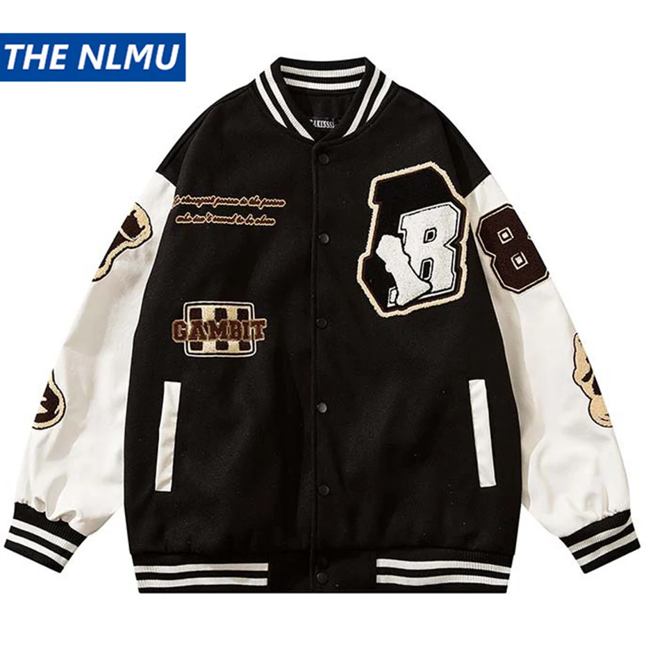 

Oversized Hip Hop Bomber Jacket 2022 Men's Harajuku Streetwear Baseball Jackets Embroidery Letter Leather Patchwork Varsity Coat