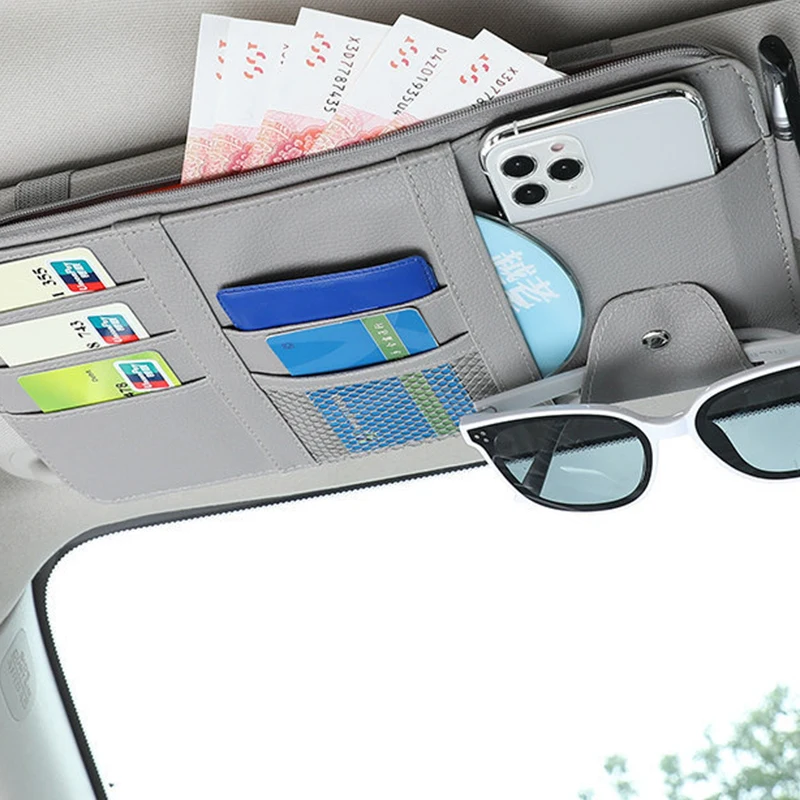 

Органайзер для автомобильного козырька, держатель для солнцезащитных очков, многофункциональная сумка для карт с молнией для грузовиков, аксессуары для салона автомобиля