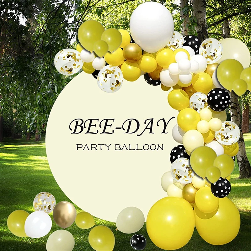 

108pcs Yellow Balloons Garland Kit with Bee Foil Ballon for Themed Gender Reveal Birthday Party Supplies Baby Shower Decorations