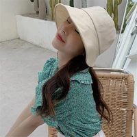 new solid color soft cotton women bucket hat spring summer adjustable outdoor beach sun hats foldable panama caps ponytail cap