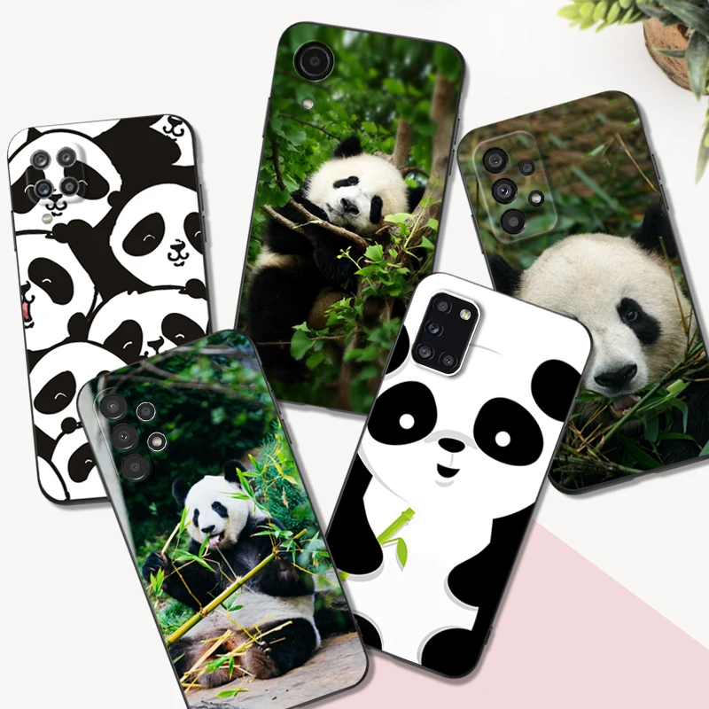 Черный чехол из ТПУ для Samsung Galaxy A03 SM-A035 Core A03S A13 A23 LTE A33 A53 A73 4G 5G Cute Panda Chinese