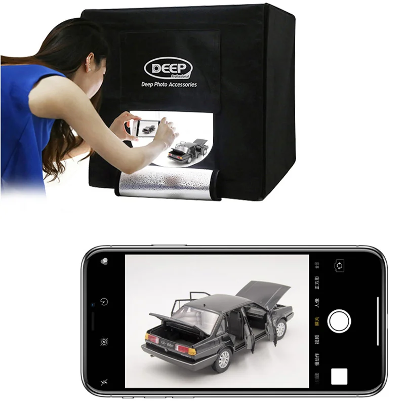 

Photo Studio Box Portable Lightbox Tabletop Shooting PVC Backdrop Tent Photography Box Softbox Set for Items Display 80 cm