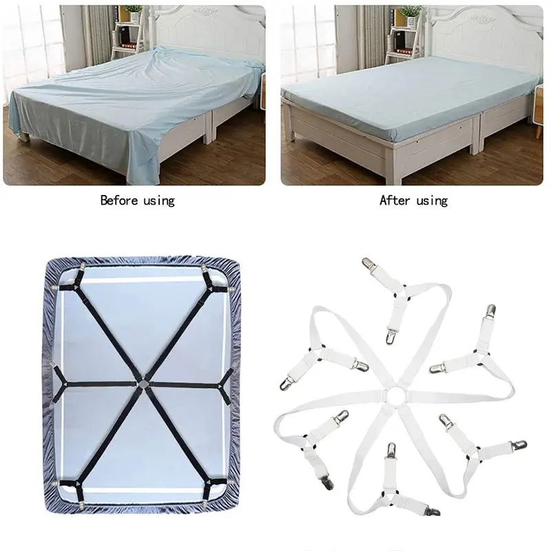 12 Clips Bed Sheet Holder Adjustable Elastic Fixed Holder Mattress Clip Fasteners Cover Blankets Grippers Fixing Non-Slip Strap