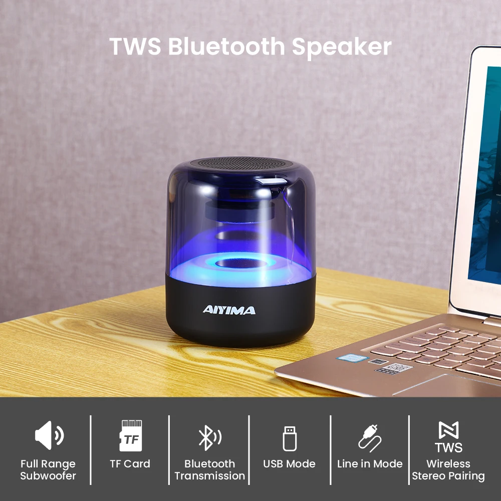 AIYIMA аудио портативный мини беспроводной TWS Bluetooth 5.0 динамик сабвуфер