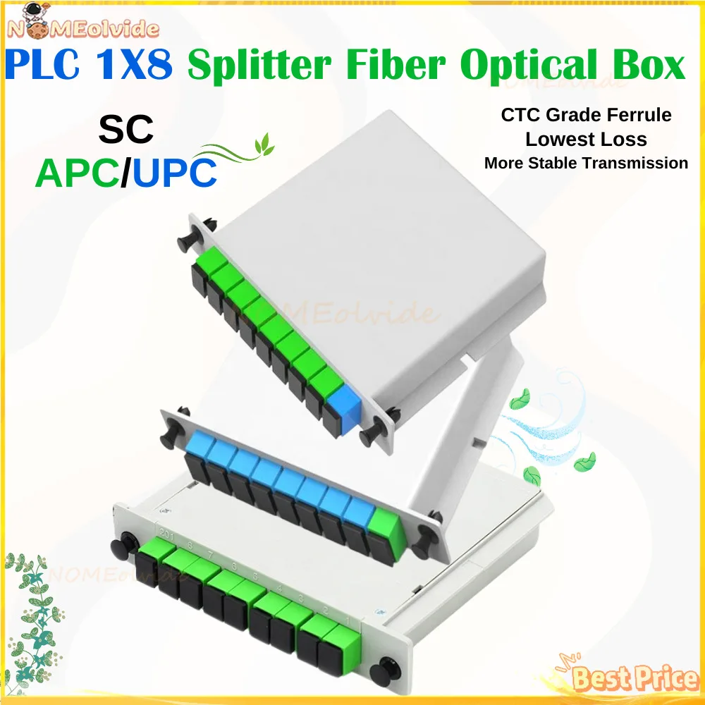 5pcs-10pcs SC APC UPC PLC 1X8 Splitter Fiber Optical Box FTT