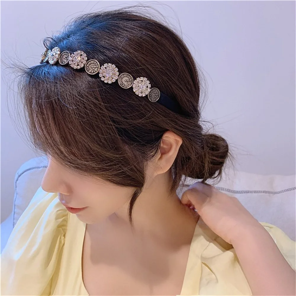 

European And American Fashion Simple Baroque Retro Rhinestone Hair Hoop Trend Personality Headband Adult Hair Accessories Women