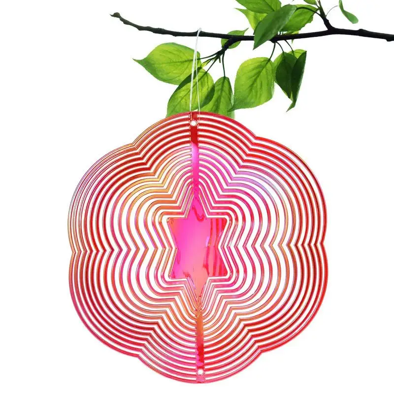 

Wind Spinners Colorful Hexagon 3D Bird Repelling Wind Chimes Rotating Wind Turn Bird Blinders For Garden Windows Orchards Barns