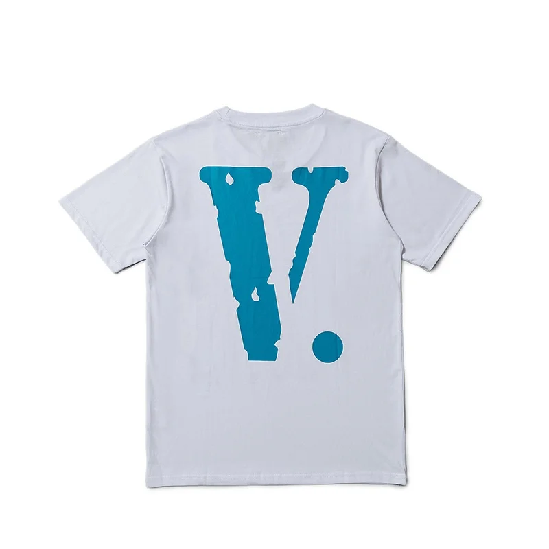 

Vlone 22ss Blue Big V Female Men's and Women's round Neck Loose Short Sleeves T-shirt