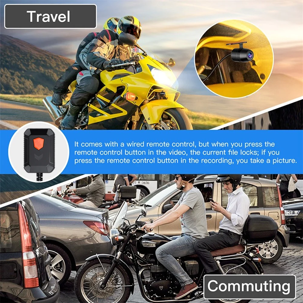 

New 1080P HD Waterproof Motorcycle Dash Cam 1080P Dual Lens Front And Rear Loop Recording DVR Gravity Sensing Loop Recording