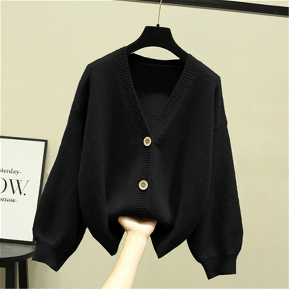 

Jacket Neck V Female Sleeve Solid Long Spring Sweater Pink Coat Women Green Cardigan Oversized Knit ZY5970 Cardigan Casual Spr