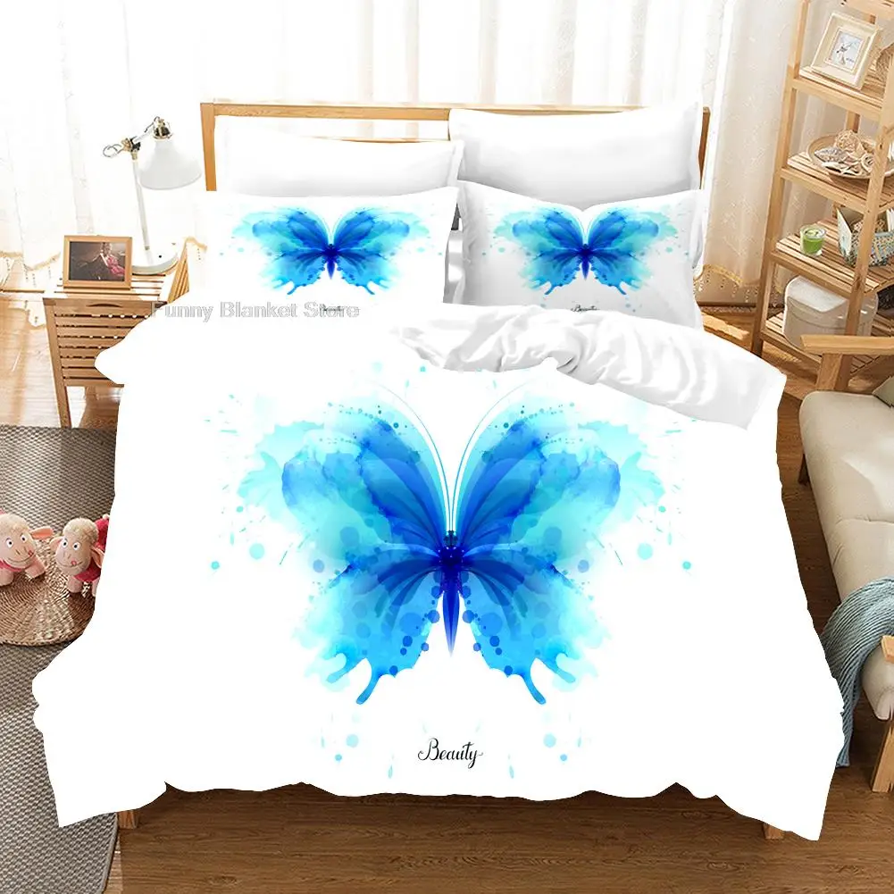 

Blue Butterfly Bedding Set Animal Fantasy 3d Duvet Cover Sets Comforter Bed Linen Twin Queen King Single Size Luxury Fashion