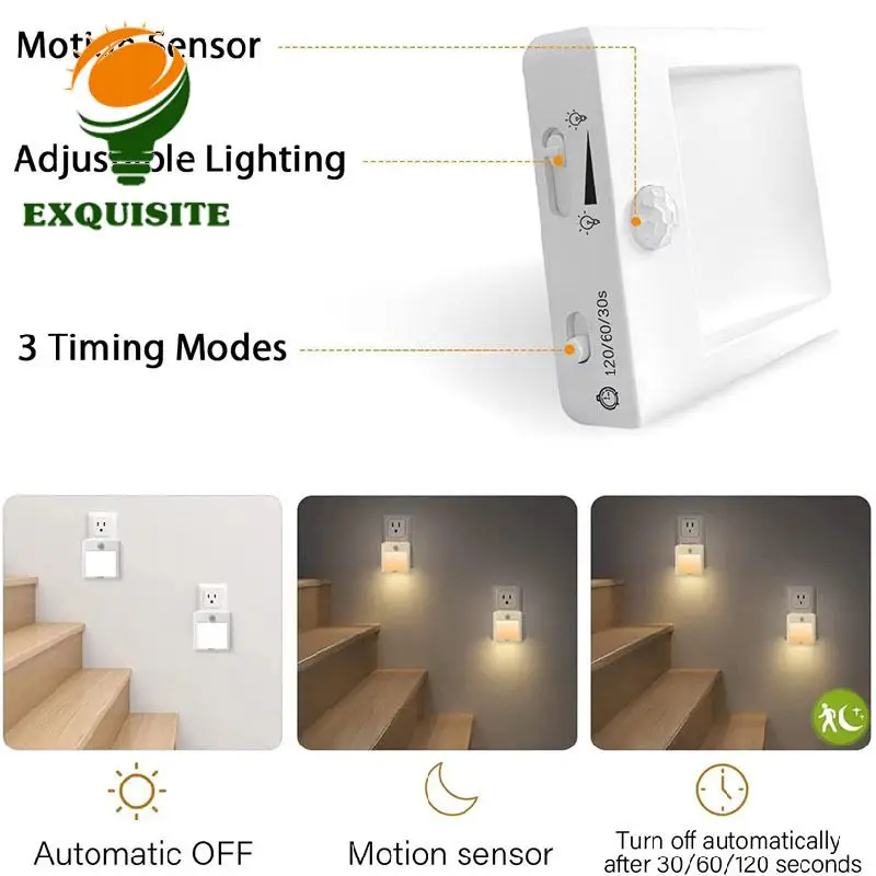 

Настенный светильник с Европейской/американской вилкой, беспроводное устройство с Usb-зарядкой для кухни, спальни, настенные панели, светодиодный ночник, освещение для шкафа с регулируемой яркостью