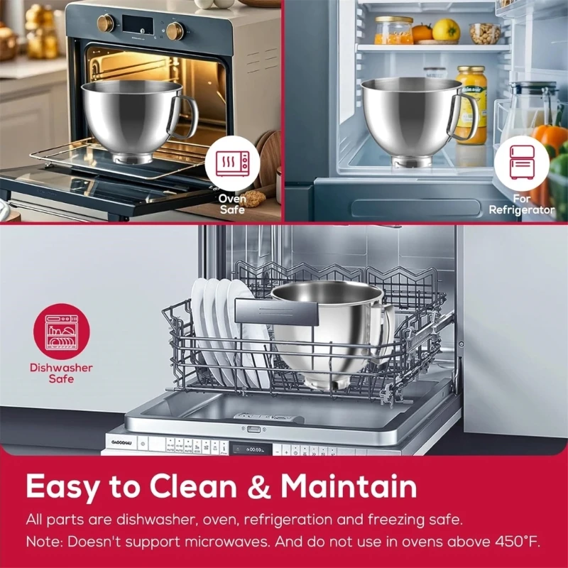 Чаша миксера из нержавеющей стали подходит для K45 K45SS KSM75 KSM90 KSM95 5QT с наклонной