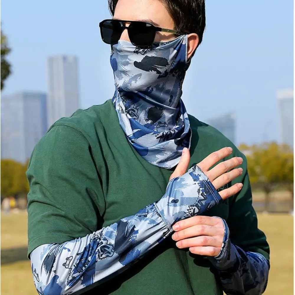 Сплошной цвет маска из ледяного шелка крышка для лица защита от ультрафиолета