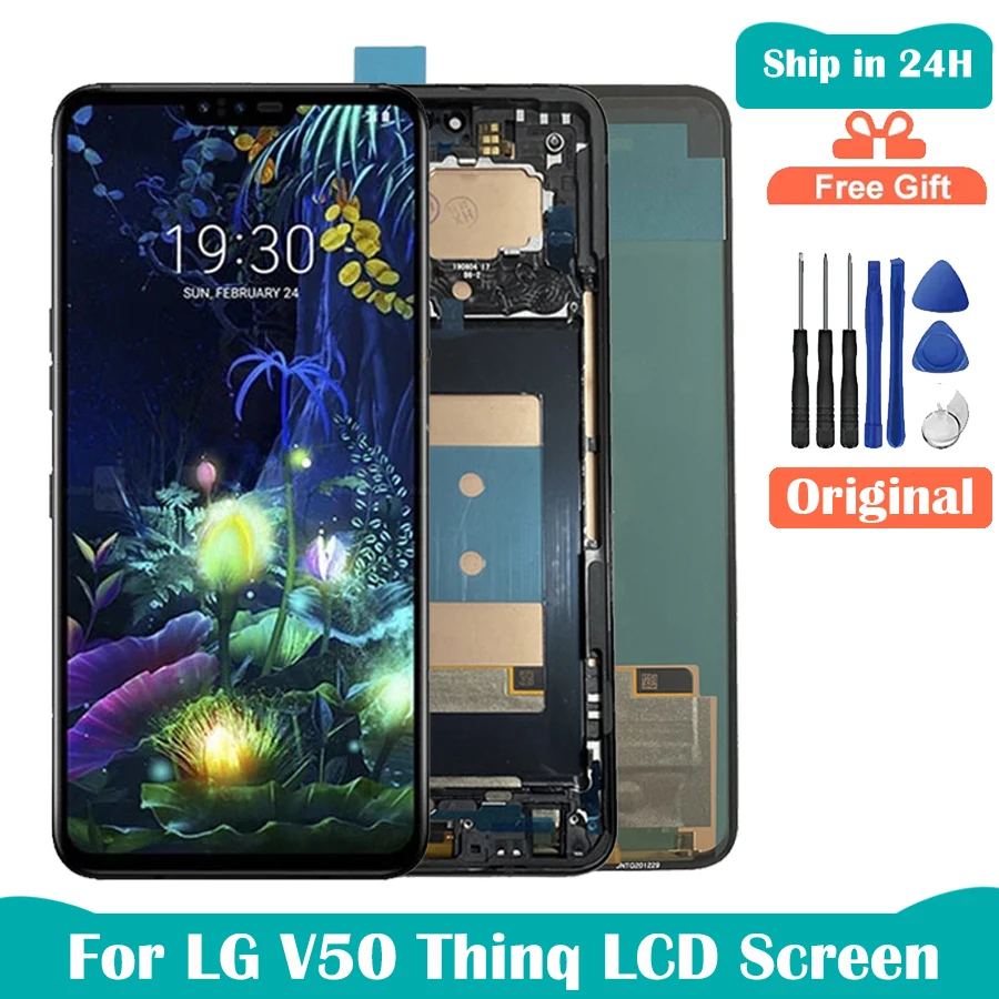 

AMOLED V50 ThinQ 5G LCD With Frame For LG V50S LM-V510N LCD LM-V500EM V500N Screen LCD With Touch Digitizer Assembly Replacement