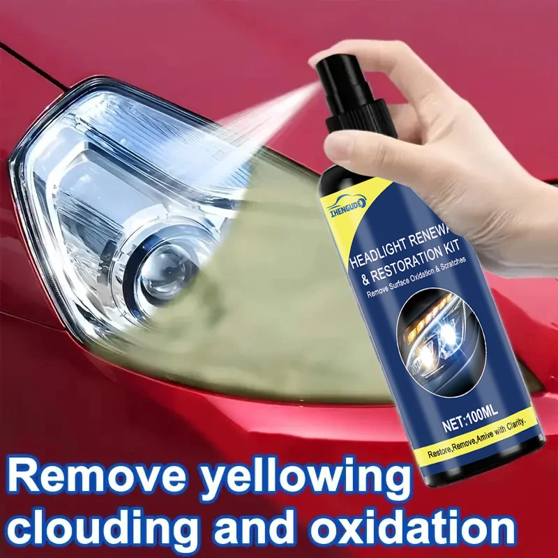 100ml Ceramic Headlight Restoration Spray, Premium Car Headlight Repair Tool - Removes Yellowing and