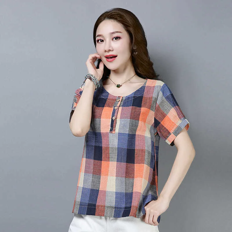 

70% Cotton T Shirt Woman 2022 New Summer Fashion Women Shirts Oversized Short Sleeve T-shirt Woman Korean Style Plus Size Shirt