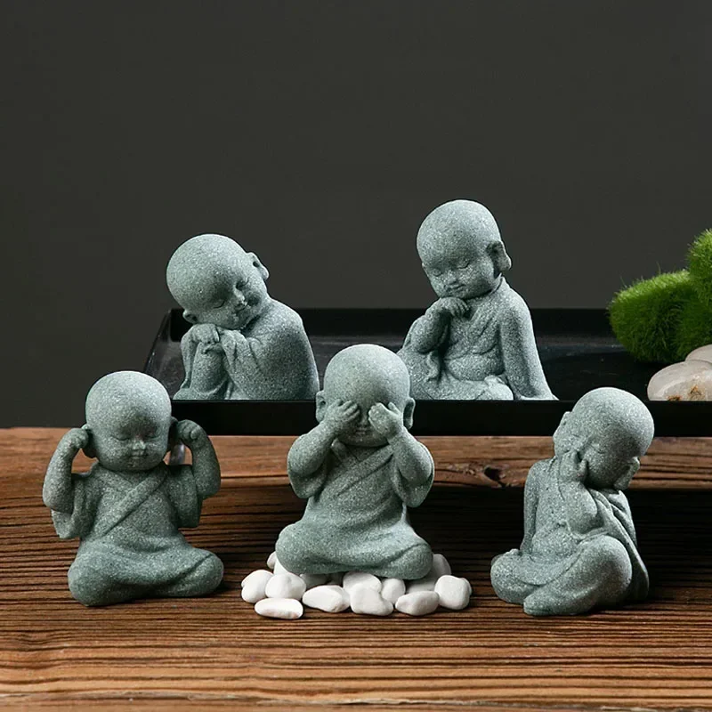 Полимерные миниатюрные статуи монахов сами креативные фигурки для интерьера