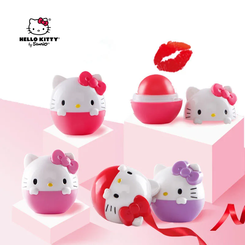 

Бальзам для губ Sanrio с милым Hello Kitty, зимний увлажняющий, не сушит, свежесть, фруктовый аромат, Осветляющий бальзам для губ для детей