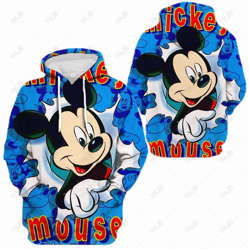 

2023 New Mickey Minnie Hoodie Disney Pullover Couple Women's Hooded Y2k Clothes Men's Hooded Sweatshirt Children's Clothing