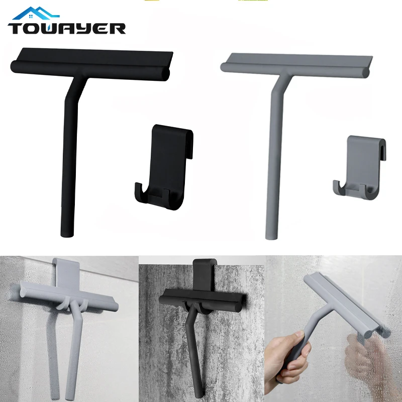 

Скребок для душа со стеклом, скребок для душа с силиконовым кронштейном, инструмент для очистки стекла, аксессуары для ванной комнаты