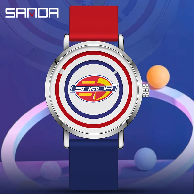

SANDA Роскошные брендовые модные спортивные кварцевые часы для женщин с силиконовым ремешком водонепроницаемые Модные унисекс бейсбольные кварцевые часы Relojes