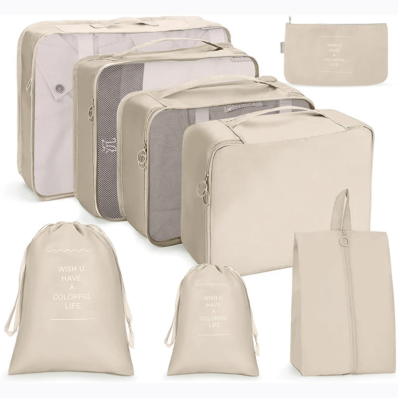 

8Pcs/Set Travel Organizer Foldable Toiletries Storage Bags For Clothes Shoe Underwear Luggage Packing Cube Suitcase Tidy Pouch