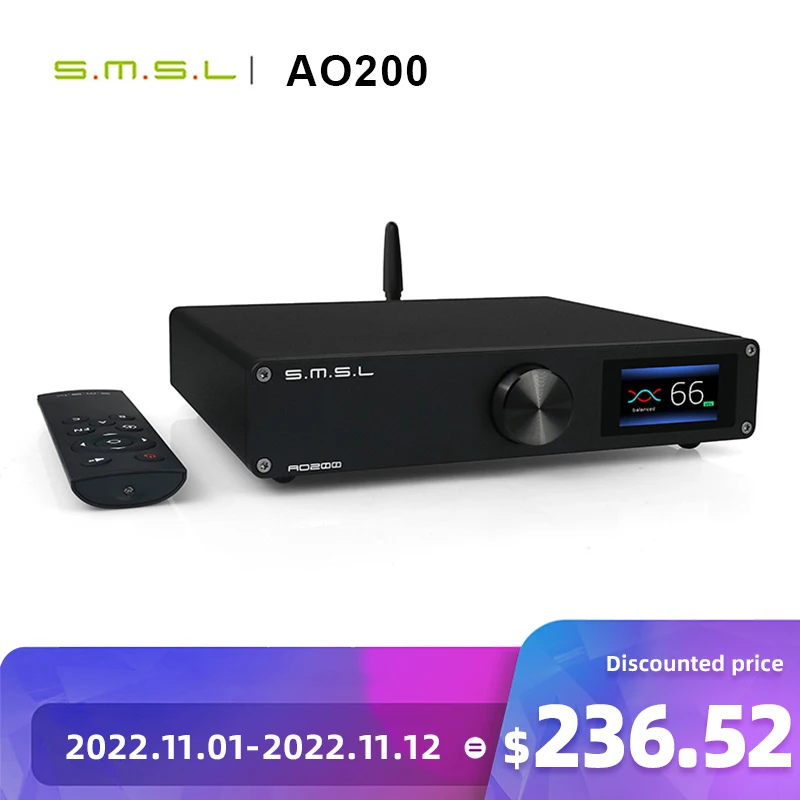 Kup SMSL AO200 Wzmacniacz Cyfrowy Bluetooth 5.0 Zbalansowane Wejście Dekodowanie USB Wyjście Głośnika XLR Subwoofer Preout 150W * 2 Wzmacniacz Hifi