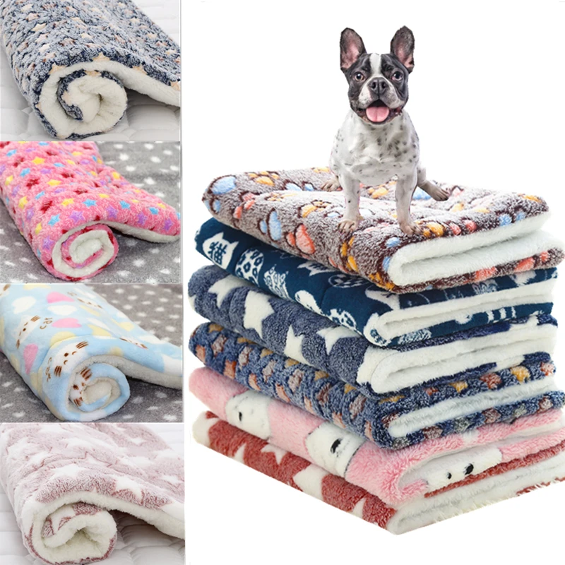 Washable Soft Flannel Thickened Pet Pad Soft Fleece Blanket Pet Bed Mat For Dog Cat Cushion Home Rug Keep Warm Sleeping Cover