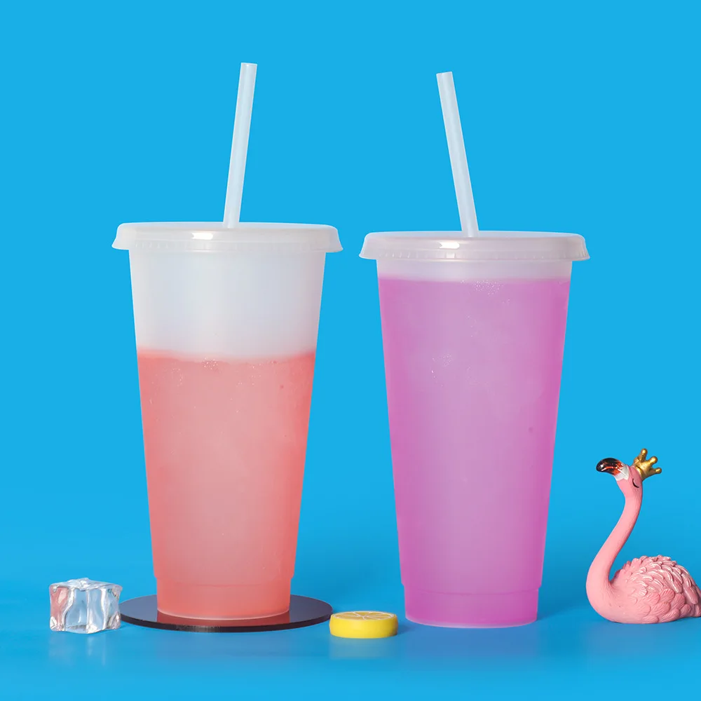 Многоразовые Меняющие цвет чашки 710 мл дорожный стакан с крышкой пластиковая