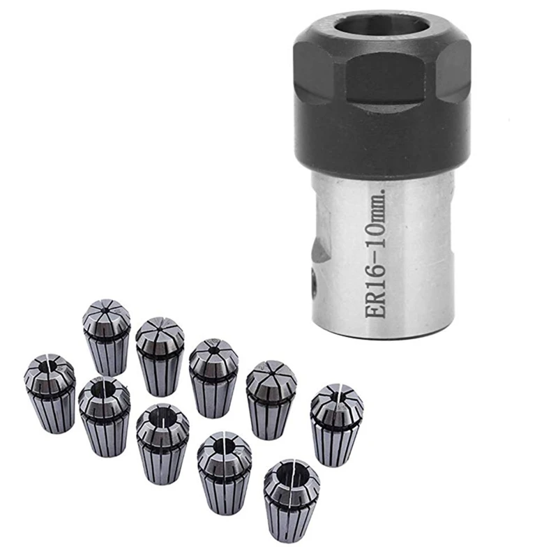 

10PCS Collet ER16 Collet Chuck Motor Shaft Extension Rod Spindle Collet Lathe Holder Inner 10MM