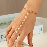 fashion multi layer pearl finger bracelet for women bridal simple gold color bracelets bangles gift party jewelry wholesale