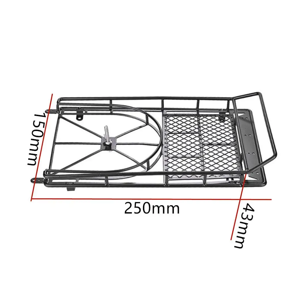 

RC Car Roof Luggage Carrier, RC Car Roof Rack Metal Luggage Bracket with 4pcs LED Light Accessories for D90 Axial SCX10 -4