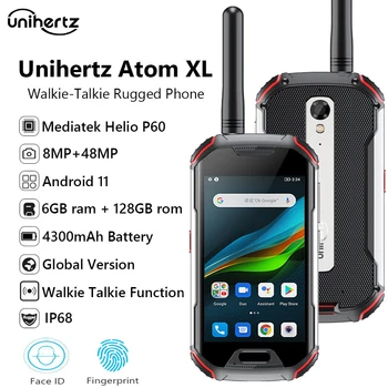 Unihertz Atom L/XL Rugged Waterproof Unlocked Smartphone 6GB 128GB Android Cellphone Walkie-Talkie 8MP 48MP Dual Sim NFC Phones