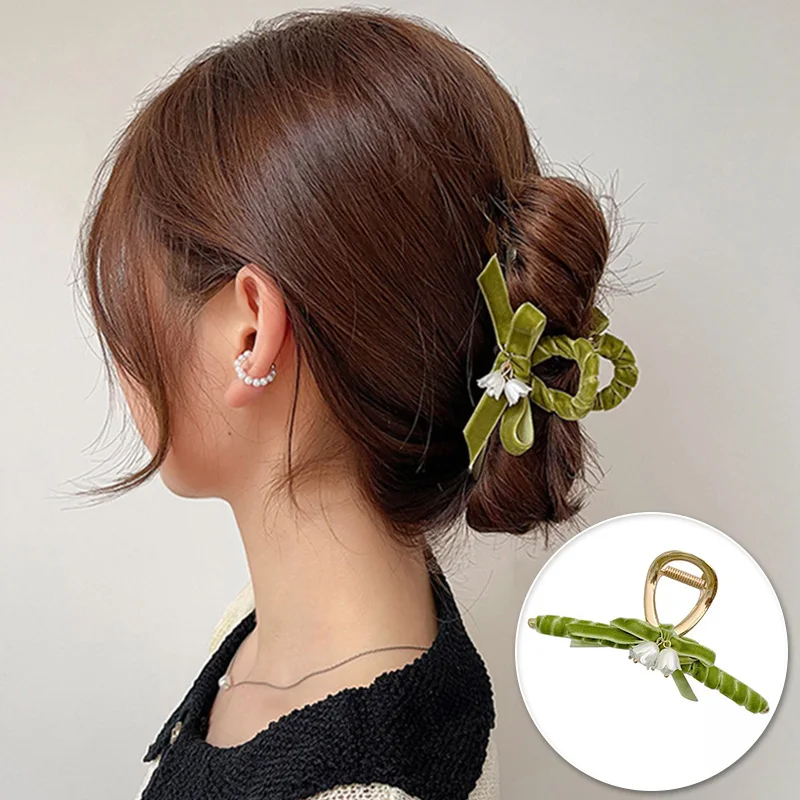 

Elegant Tulip Hair Claws Headwear For Women Girls Trendy Ponytail Claw Clip Ornament Bell orchid hair accessories Heawear tiara