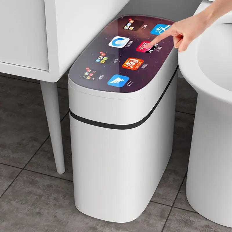 

Automatic Intelligent Smart Trash Can Sensor Kitchen Trash Bin With Lid Household Bedroom Bathroom Narrow Gap Waste Garbage Bin