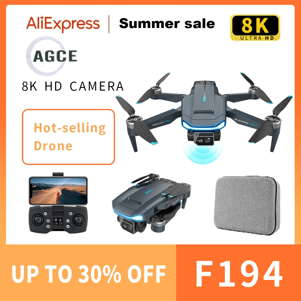 

AGCE 2023 New F194 Aerial Drone GPS Brushless Motor 4K HD Dual Camera RC Helicopter Professional Foldable Quadcopter Toy Gifts